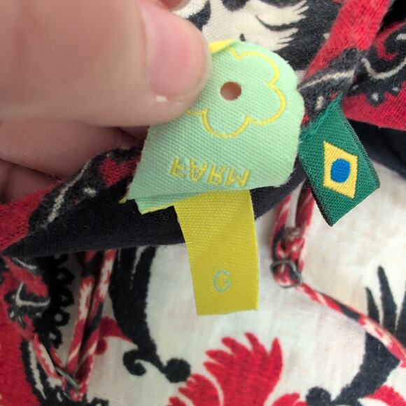 Vintage FARM RIO Dress Womens Flower Rug Midi Size G Large Tie Front Boho RARE - Picture 11 of 16